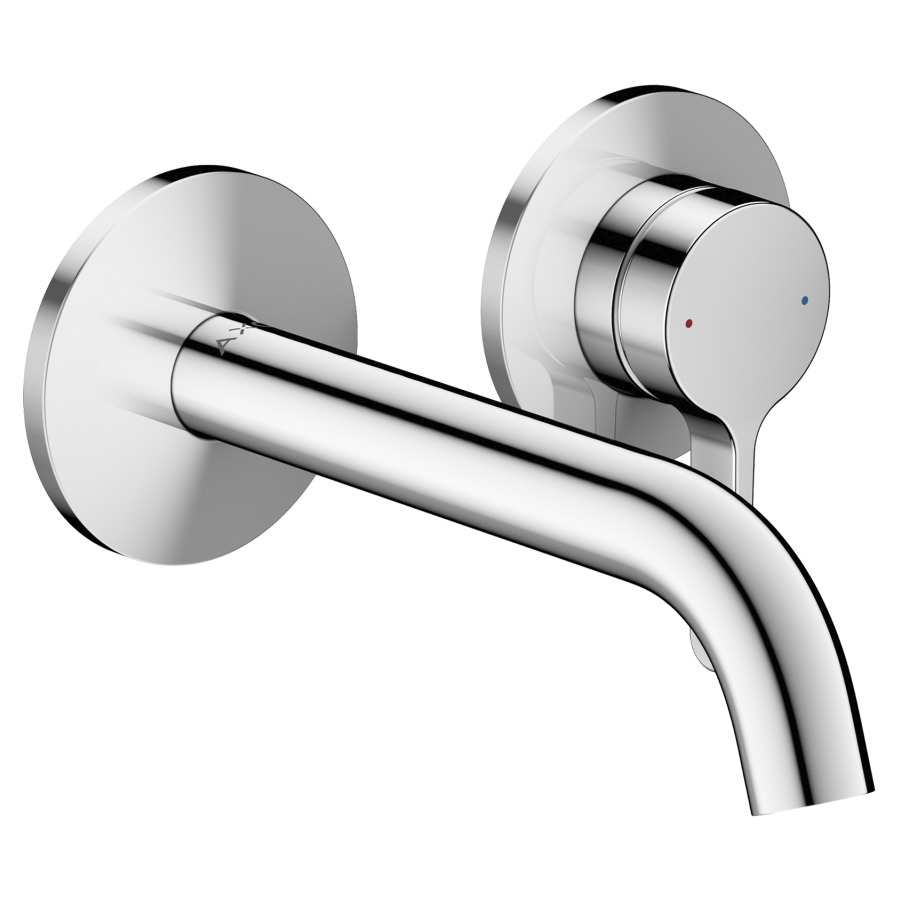 Wand-Zweilochmischer ONE UP
Ausladung 160 mm, Auslauf fest
mit unverschliessbarer Ablaufgarnitur
Durchflussmenge 5 (L/min)
mit Hebelgriff
Griff links oder rechts positionierbar
ohne Einbaukörper 757055