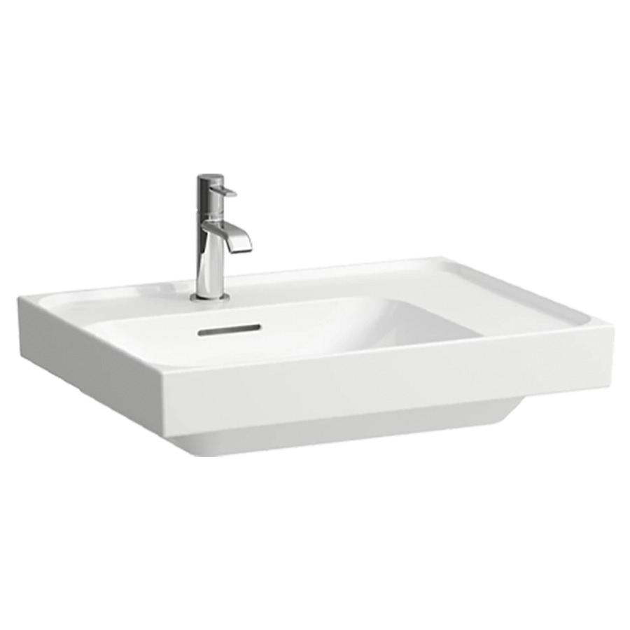 Waschtisch MEDA
60 x 16 x 46 cm
Keramik
Wandmontage, Becken links
mit Armaturenbank
mit Überlauf