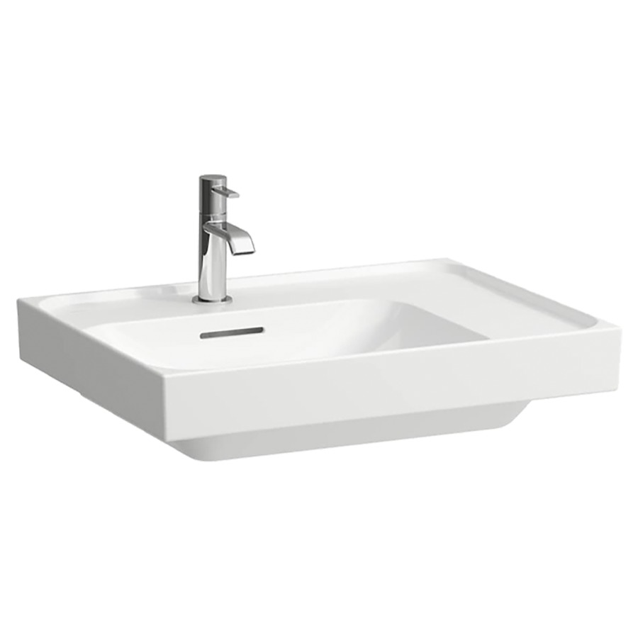 Aufsatzwaschtisch MEDA
60 x 16 x 46 cm
Keramik, Unterseite geschliffen
Wandmontage, Becken links
mit Armaturenbank
ohne Überlauf