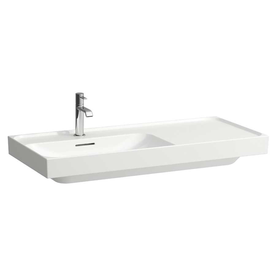 Waschtisch MEDA
100 x 8 x 46 cm
Keramik
Wandmontage, Becken links
mit Armaturenbank
mit Überlauf