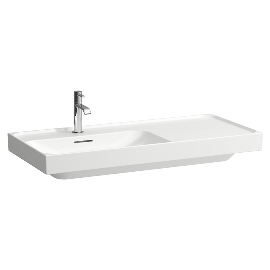 Waschtisch MEDA
100 x 8 x 46 cm
Keramik
Wandmontage, Becken links
mit Armaturenbank
ohne Überlauf