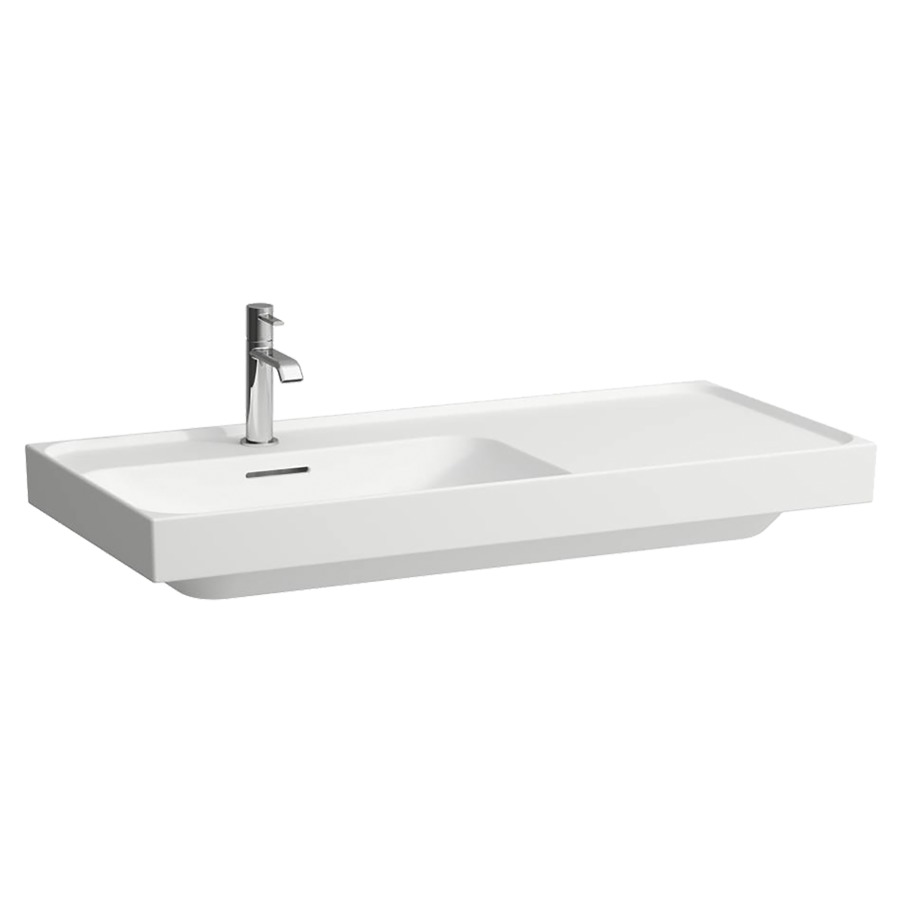 Waschtisch MEDA
100 x 8 x 46 cm
Keramik
Wandmontage, Becken links
mit Armaturenbank
ohne Überlauf