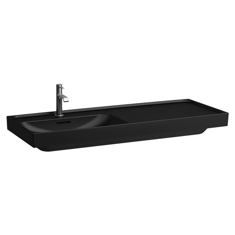 Waschtisch MEDA
120 x 8 x 46 cm
Keramik
Wandmontage, Becken links
mit Armaturenbank
mit Überlauf