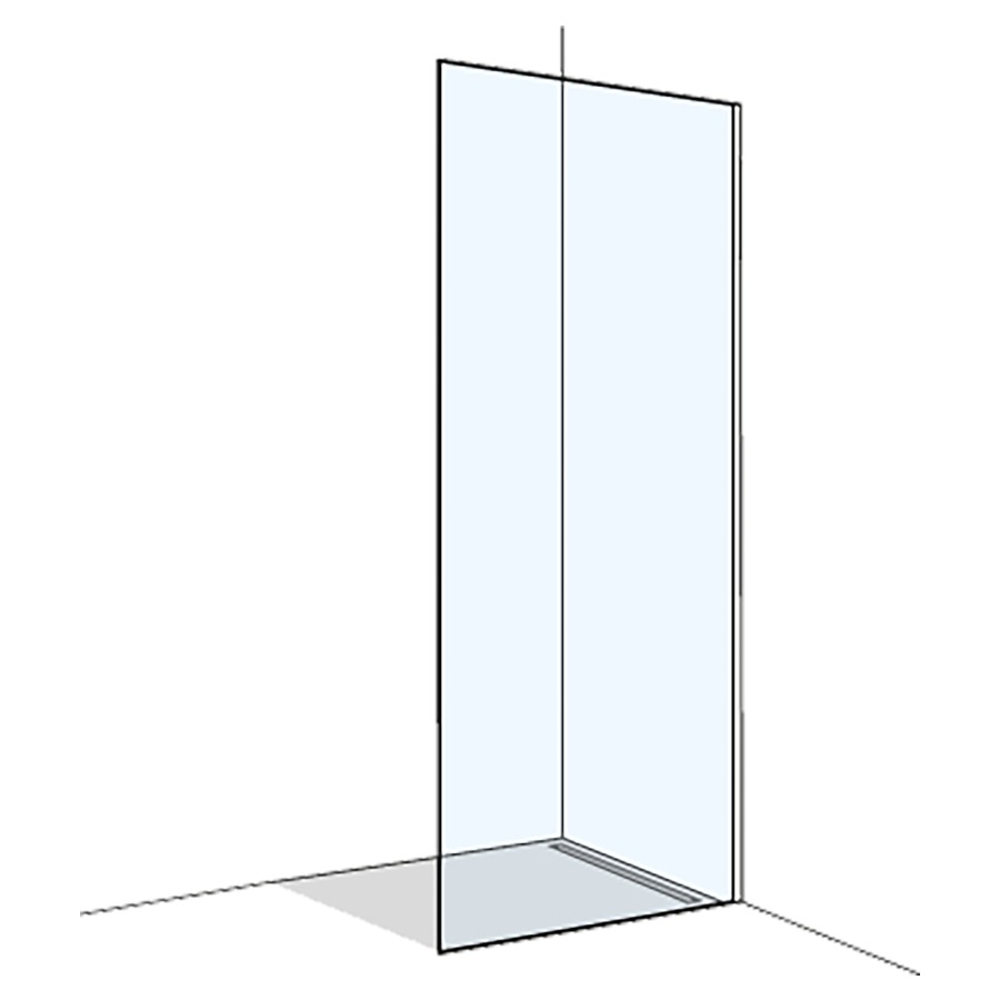 Cloison latérale X88 FREE AP1 pose libre
160.1-180 cm, H 200 cm
verre collé sur le sol
avec profil murale
charnière à droite