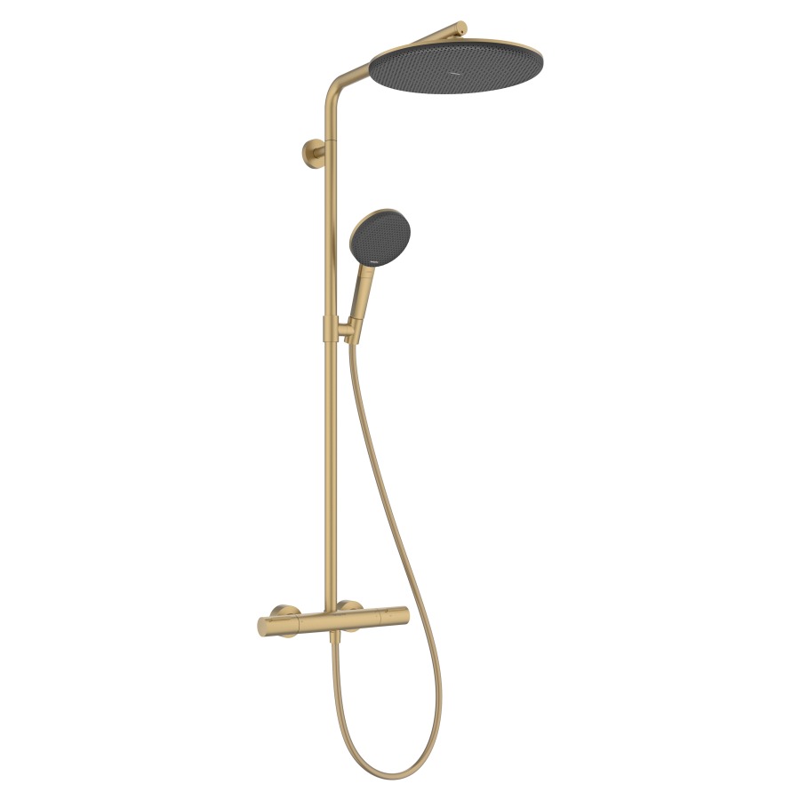 Système de douche Raindance Alive S Puro
EcoSmart, avec élément Ecostat
douche de tête 1jet, Raindance Alive S
D 30 cm, RainAir
douche à main RainAir/PowderRain/jet de massage
tuyau de douche, support de douche
glissière, 2&nbsp;raccordements
débit 8 (L/min)