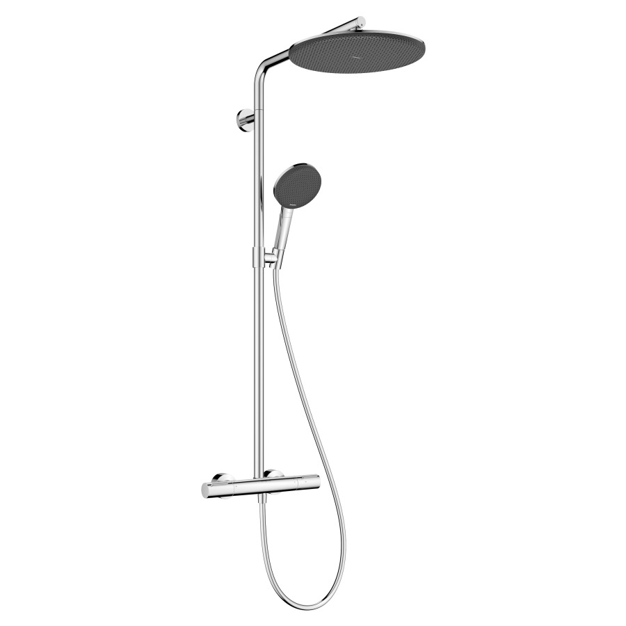 Système de douche Raindance Alive S Puro
EcoSmart, avec élément Ecostat
douche de tête 1jet, Raindance Alive S
D 30 cm, RainAir
douche à main RainAir/PowderRain/jet de massage
tuyau de douche, support de douche
glissière, 2&nbsp;raccordements
débit 8 (L/min)