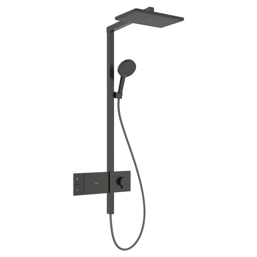 Système de douche Raindance Alive Q
avec thermostat ShowerSelect Comfort
douche de tête 1jet, Raindance Alive Q
34 x 21 cm, RainAir
douche à main RainAir/PowderRain/jet de massage
tuyau de douche, support de douche
glissière, 2&nbsp;raccordements
débit 12 (L/min)