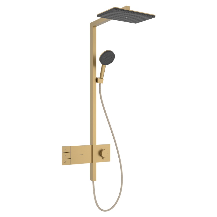 Système de douche Raindance Alive Q
avec thermostat ShowerSelect Comfort
douche de tête 2jet, Raindance Alive Q
34 x 21 cm, RainAir/PowderRain
douche à main RainAir/PowderRain/jet de massage
tuyau de douche, support de douche
glissière, 2&nbsp;raccordements
débit 12 (L/min)