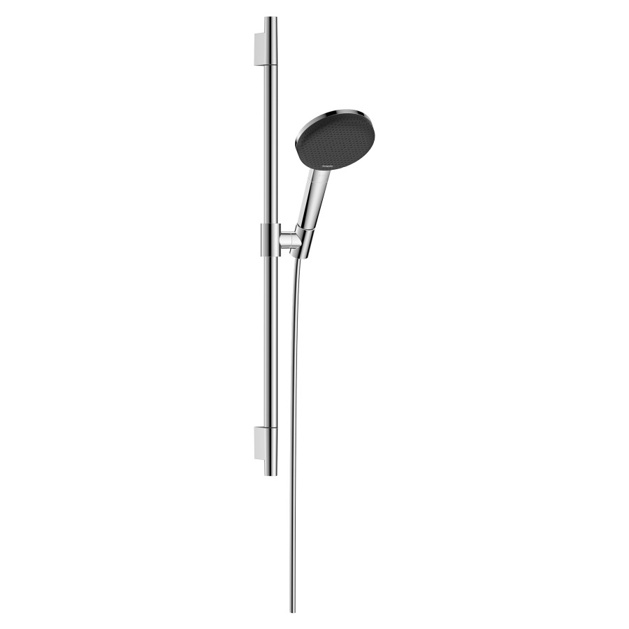 Brausegarnitur Raindance Alive Select S
D 12.5 cm, EcoSmart
3jet, RainAir/PowderRain/Massagestrahl
QuickClean, mit Brauseschlauch
Designflex 160 cm und 
Duschengleitstange Unica S Puro 65 cm
Durchflussmenge 7.1 (L/min)