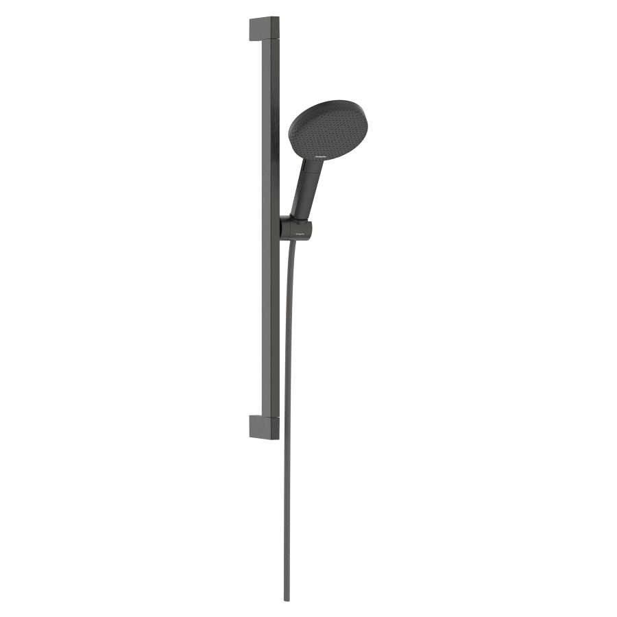 Brausegarnitur Raindance Alive Select S
D 12.5 cm, EcoSmart
3jet, RainAir/PowderRain/Massagestrahl
QuickClean, mit Brauseschlauch
Designflex 160 cm, Duschengleitstange 
Unica S Puro 65 cm und Easy Slide Brausehalter
Durchflussmenge 7.1 (L/min)