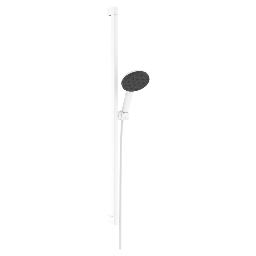 Brausegarnitur Raindance Alive Select S
D 12.5 cm, EcoSmart
3jet, RainAir/PowderRain/Massagestrahl
QuickClean, mit Brauseschlauch
Designflex 160 cm, Duschengleitstange 
Unica S Puro 90 cm und Easy Slide Brausehalter
Durchflussmenge 7.1 (L/min)