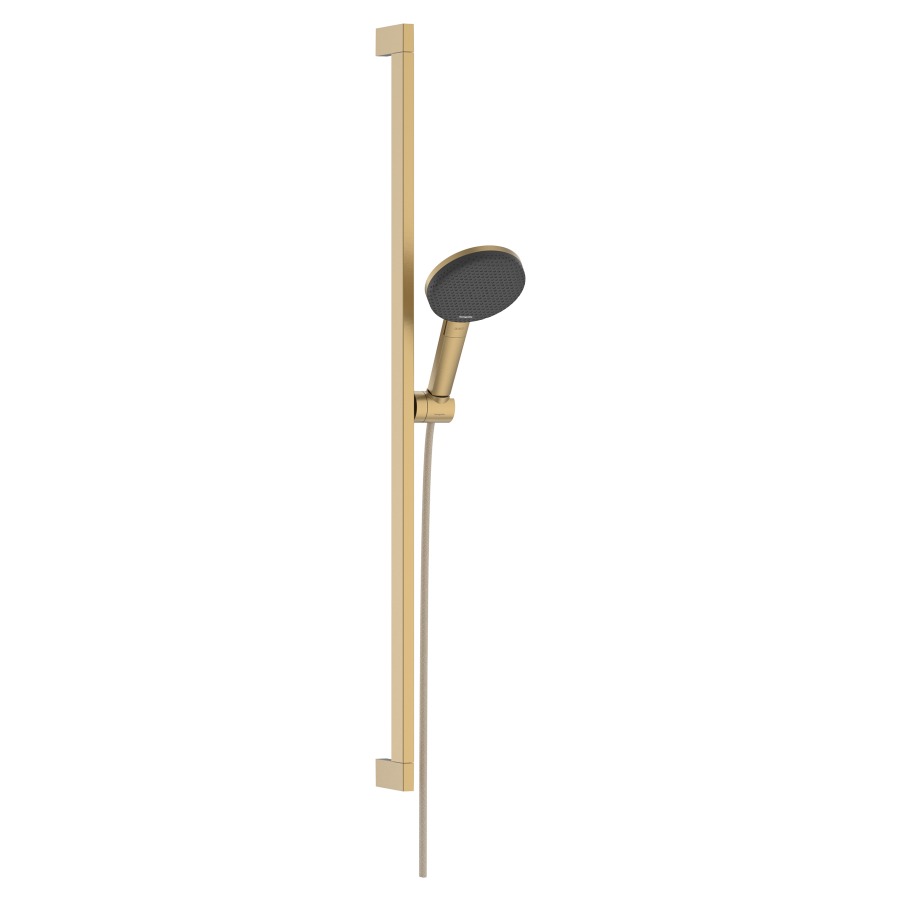 Brausegarnitur Raindance Alive Select S
D 12.5 cm, EcoSmart
3jet, RainAir/PowderRain/Massagestrahl
QuickClean, mit Brauseschlauch
Designflex 160 cm, Duschengleitstange 
Unica S Puro 90 cm und Easy Slide Brausehalter
Durchflussmenge 7.1 (L/min)