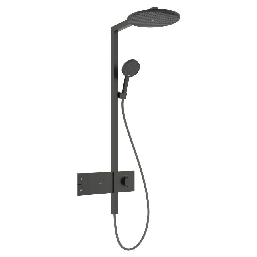 Système de douche Raindance Alive S
avec thermostat ShowerSelect Comfort E
douche de tête 1jet, Raindance Alive S
D 30 cm, RainAir
douche à main RainAir/PowderRain/jet de massage
tuyau de douche, support de douche
glissière, 2&nbsp;raccordements
débit 11.8 (L/min)