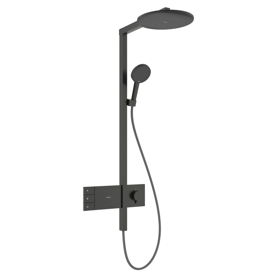 Système de douche Raindance Alive S
avec thermostat ShowerSelect Comfort E
douche de tête 2jet, Raindance Alive S
D 30 cm, RainAir/PowderRain
douche à main RainAir/PowderRain/jet de massage
tuyau de douche, support de douche
glissière, 2&nbsp;raccordements
débit 10.8 (L/min)