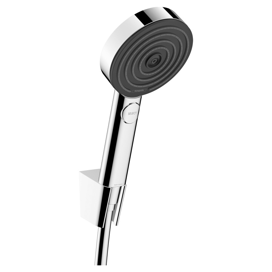 Brausegarnitur PULSIFY SELECT S
D 10.5 cm, EcoSmart
3jet Relaxation
PowderRain/IntenseRain/Massagestrahl
QuickClean, Brausehalter
Brauseschlauch 160 cm
Durchflussmenge 6.9 (L/min)