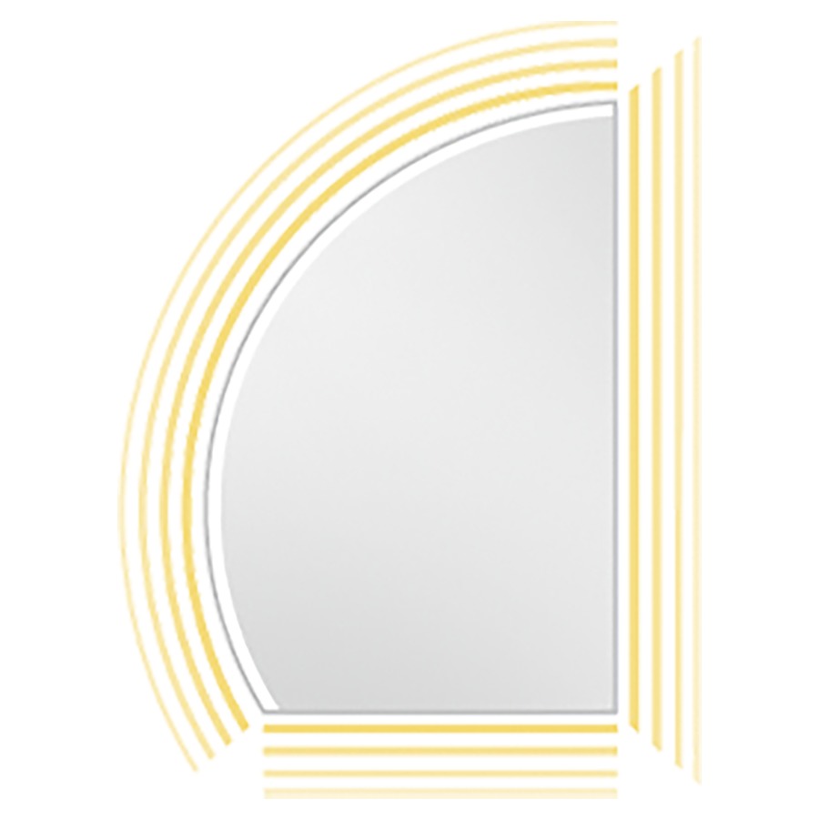 Miroir lumineux Ernesto LED
forme de voile, 60 x 90 x 2.5 cm
éclairage LED indirect, circulaire
sortie de lumière satinée
dans l'arrondi/voile
51 Watt, 4000 Kelvin
(également disponible
en 3000 Kelvin sur demande)
avec matériel de fixation
Classe d’énergie G, IP44
