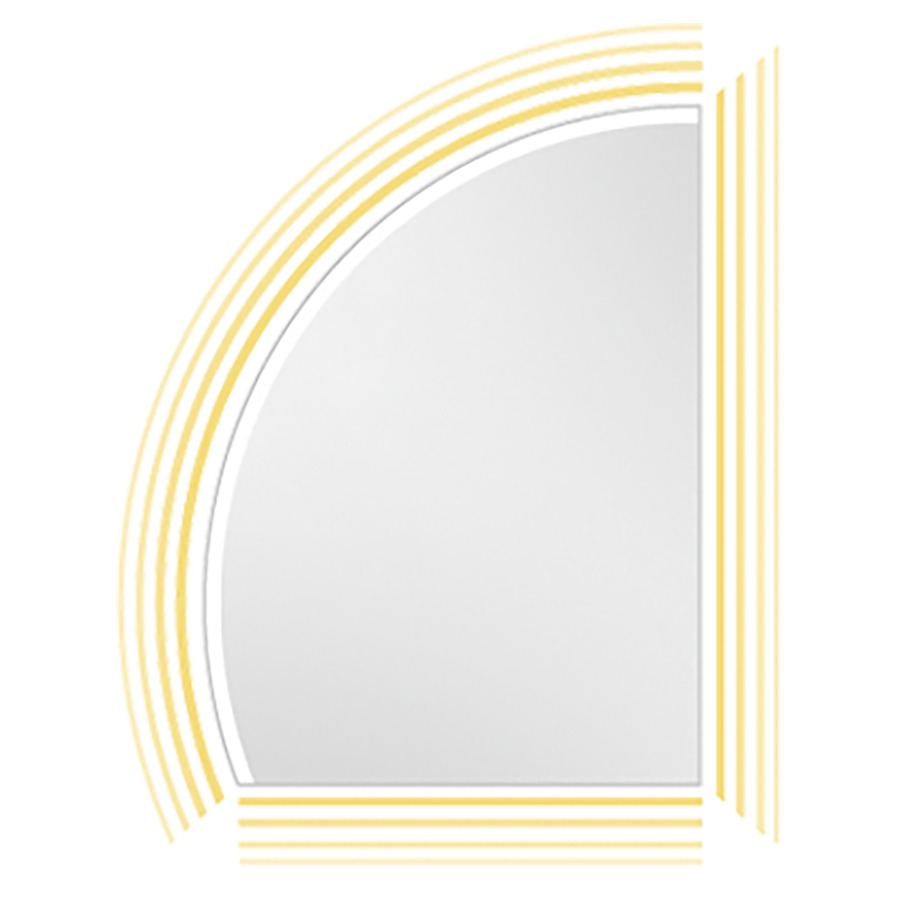 Miroir lumineux Ernesto LED
forme de voile, 80 x 110 x 2.5 cm
éclairage LED indirect, circulaire
sortie de lumière satinée
dans l'arrondi/voile
65 Watt, 4000 Kelvin
(également disponible
en 3000 Kelvin sur demande)
avec matériel de fixation
Classe d’énergie G, IP44