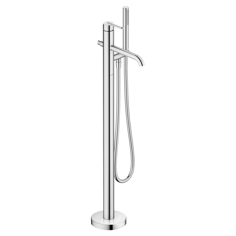 Mélangeur de bain Balcoon
saillie 201 mm, goulot fixe
H bis Luftsprudler 713-783 mm
montage au sol, avec support de
douche et tuyau de douche
2&nbsp;raccordements, débit 21 (L/min)
sans corps à encastrer 714269
groupe acoustique&nbsp;NT