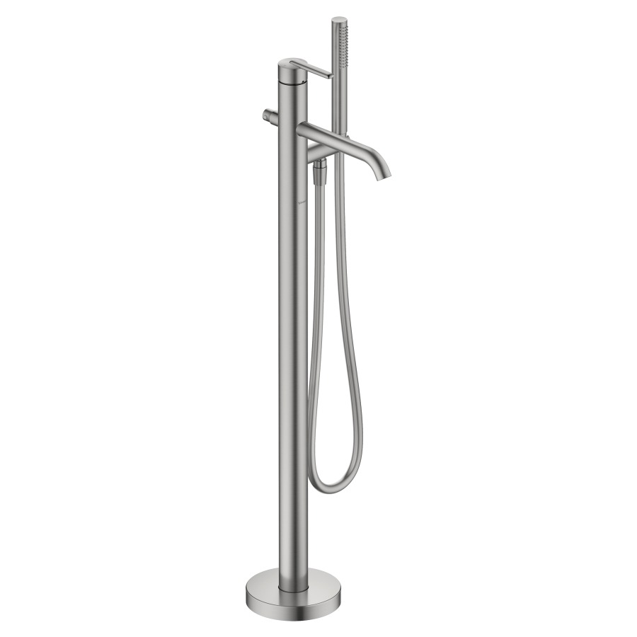 Mélangeur de bain Balcoon
saillie 201 mm, goulot fixe
H bis Luftsprudler 713-783 mm
montage au sol, avec support de
douche et tuyau de douche
2&nbsp;raccordements, débit 21 (L/min)
sans corps à encastrer 714269
groupe acoustique&nbsp;NT