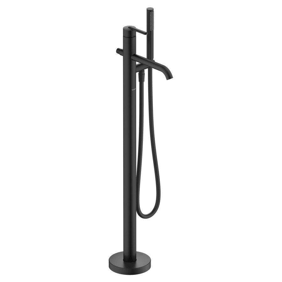 Mélangeur de bain Balcoon
saillie 201 mm, goulot fixe
H bis Luftsprudler 713-783 mm
montage au sol, avec support de
douche et tuyau de douche
2&nbsp;raccordements, débit 21 (L/min)
sans corps à encastrer 714269
groupe acoustique&nbsp;NT