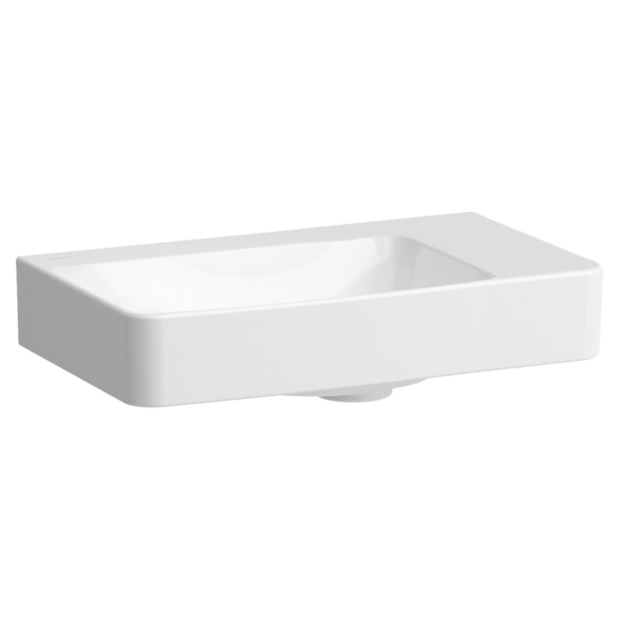 Lave-mains Pro X
48 x 8.5 x 28 cm, Céramique
montage mural, lavabo à gauche
avec tablette de robinetterie à droite
sans trop-plein