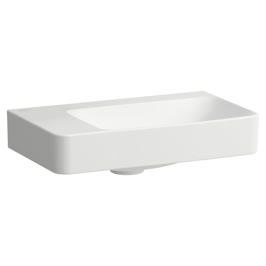 Lave-mains Pro X
48 x 8.5 x 28 cm, Céramique
montage mural, lavabo à droite
avec tablette de robinetterie à gauche
sans trop-plein