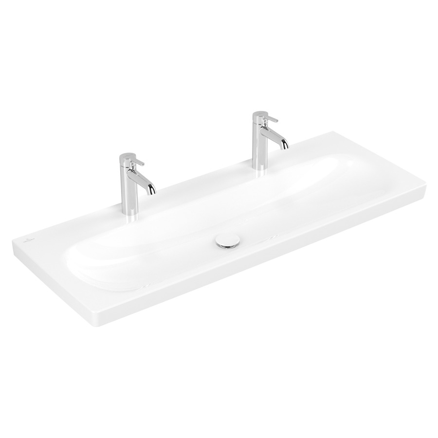 Lavabo Skyla
120 x 16 x 46 cm
TitanCeram, rectangulaire
sans trop-plein
