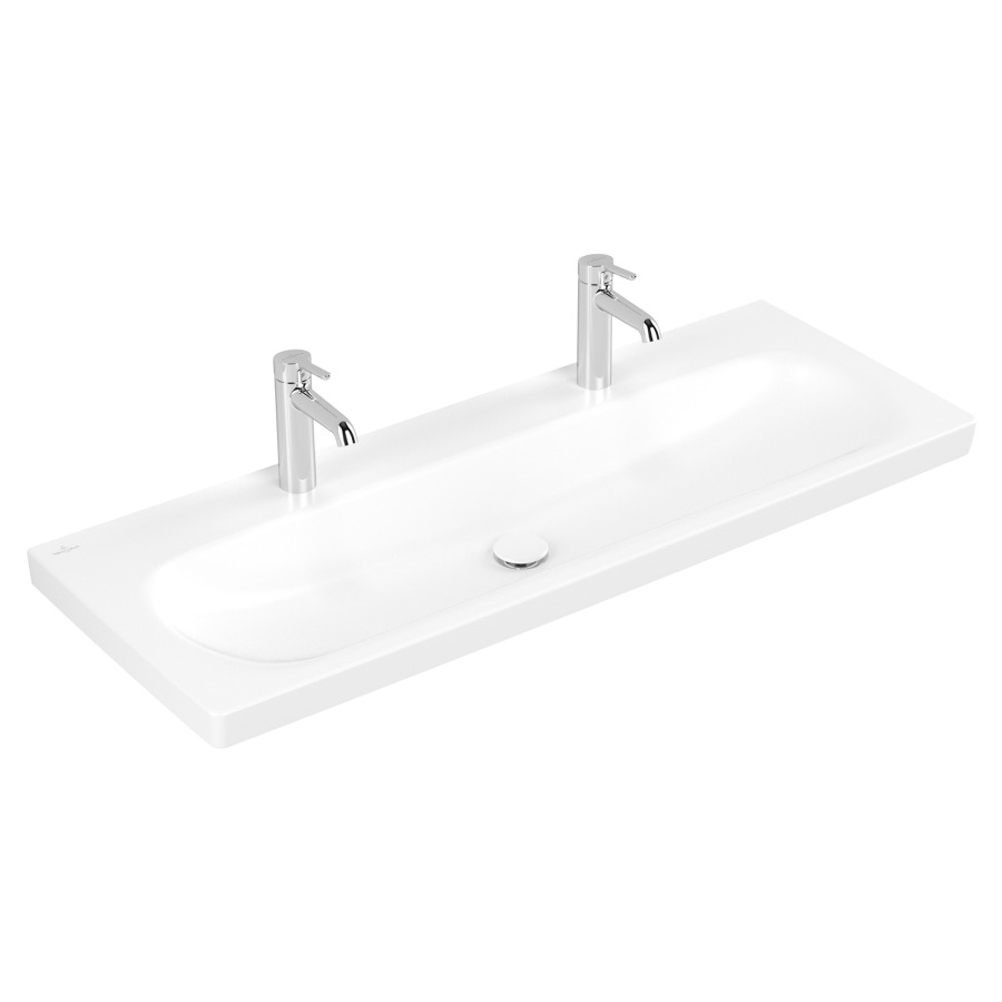 Lavabo Skyla
120 x 16 x 46 cm
TitanCeram, rectangulaire
sans trop-plein