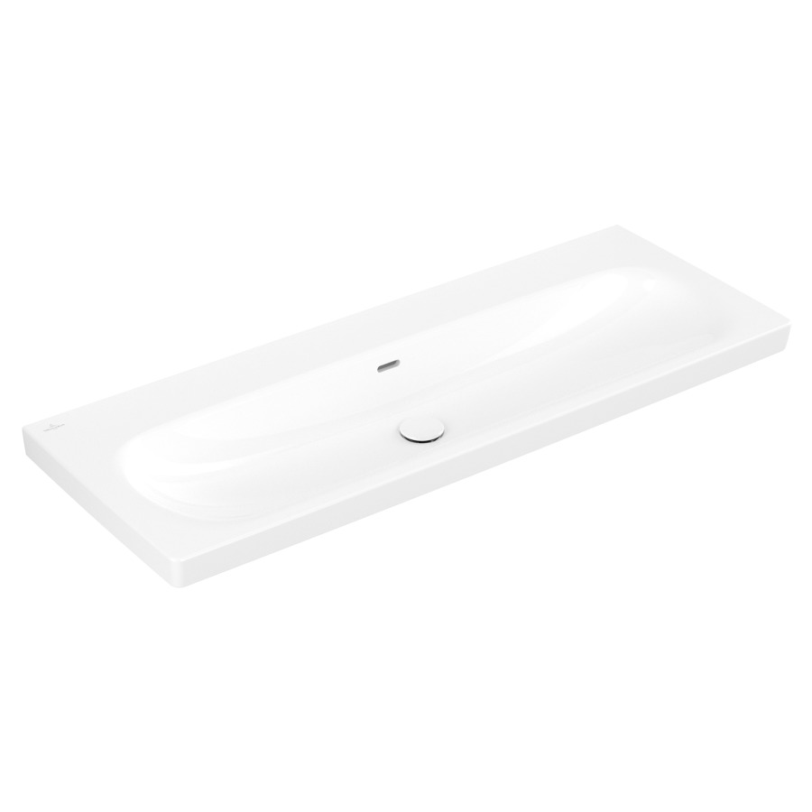 Lavabo Skyla
120 x 16 x 46 cm
TitanCeram, rectangulaire
avec trop-plein