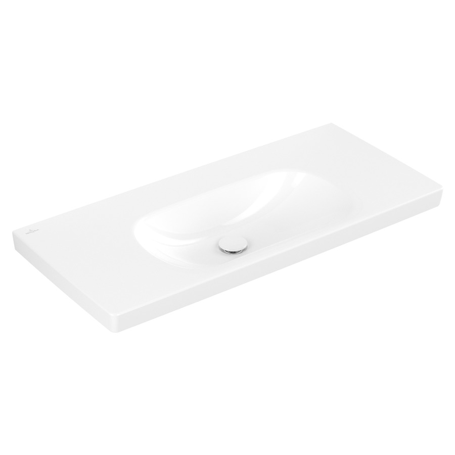 Lavabo Skyla
100 x 16 x 46 cm
TitanCeram, rectangulaire
lavabo au milieu
sans trop-plein