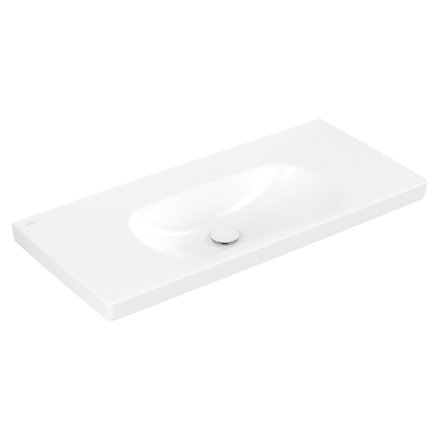 Lavabo Skyla
100 x 16 x 46 cm
TitanCeram, rectangulaire
lavabo au milieu
sans trop-plein