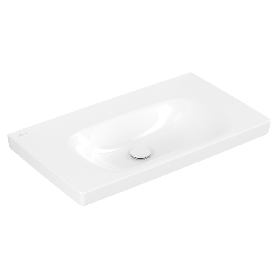 Lavabo Skyla
80 x 16 x 46 cm
TitanCeram, rectangulaire
lavabo au milieu
sans trop-plein