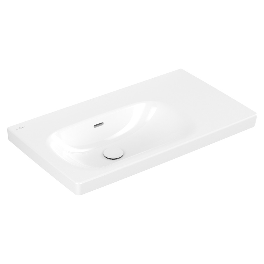 Lavabo Skyla
80 x 16 x 46 cm
TitanCeram, rectangulaire
lavabo à gauche
avec trop-plein