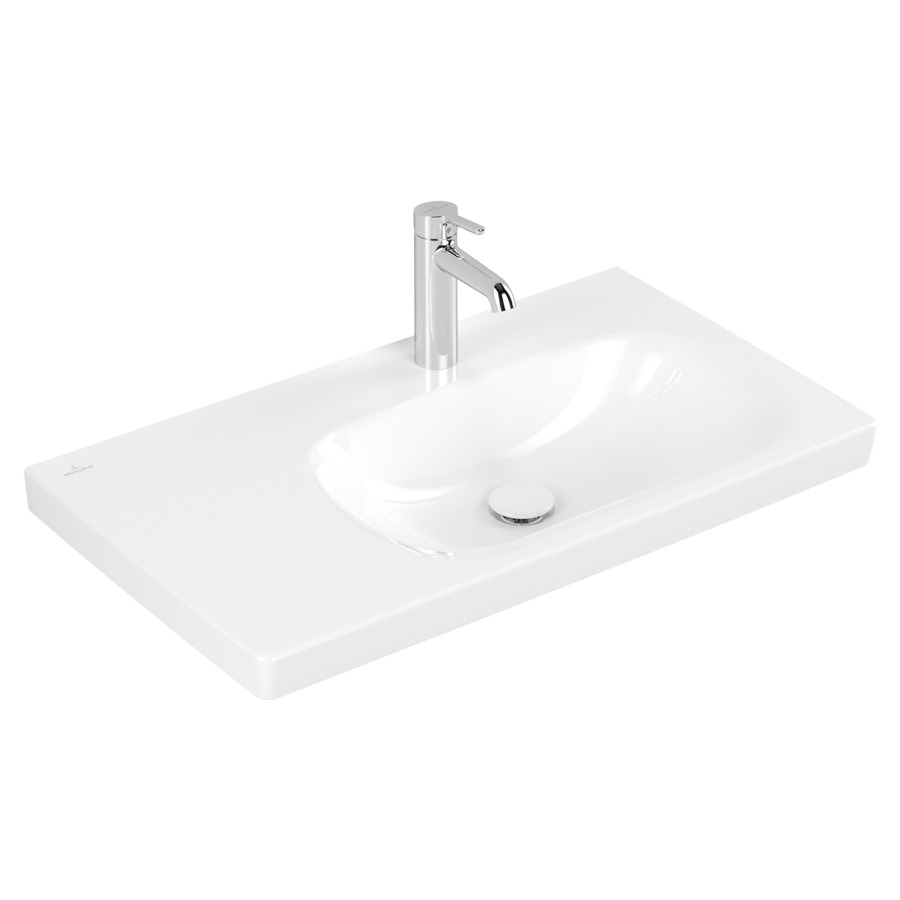 Lavabo Skyla
80 x 16 x 46 cm
TitanCeram, rectangulaire
lavabo à droite
sans trop-plein
