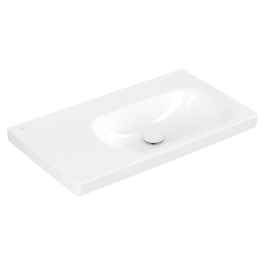 Lavabo Skyla
80 x 16 x 46 cm
TitanCeram, rectangulaire
lavabo à droite
sans trop-plein