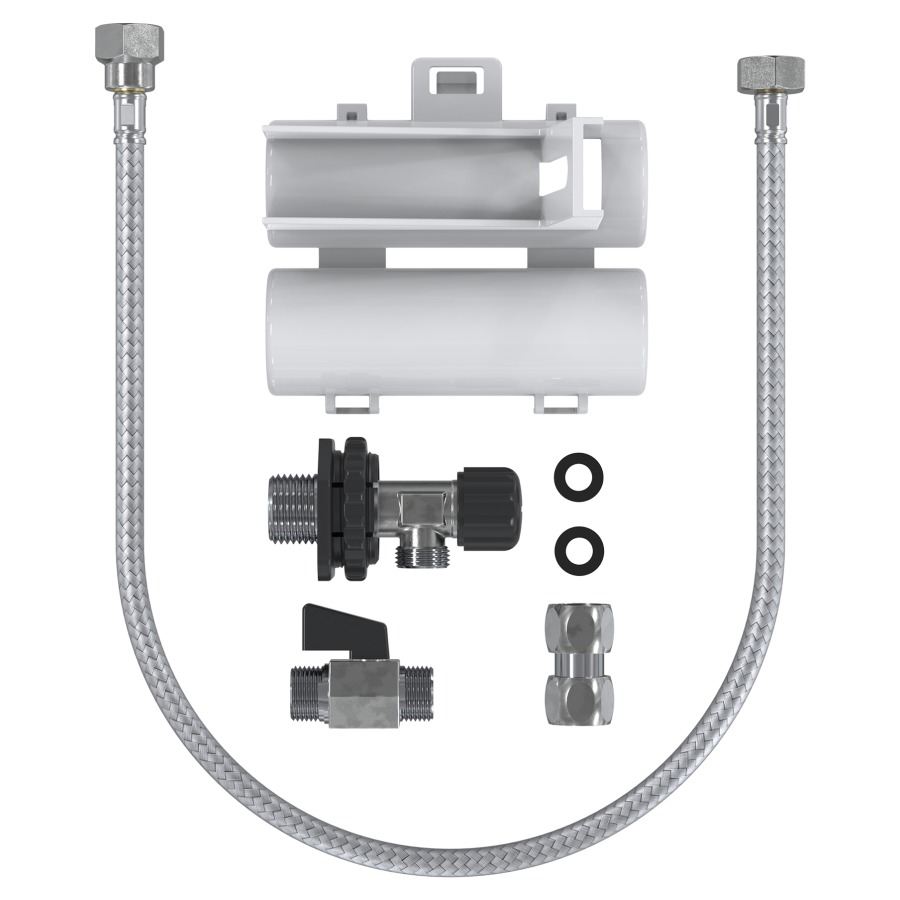 Set de raccord TOTO
avec pièce de distribution
tuyau de raccordement
mini vanne à bille AG/AG G3/8"
support pour raccordement électrique
pour Washlet RW