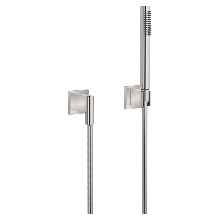 Garniture de douche  DORNBRACHT
avec rosaces individuelles 60 x 60 mm
douche à main Compact Rain
débit 15 (L/min)
avec système anti-calcaire
tuyau de douche métallique 125 cm