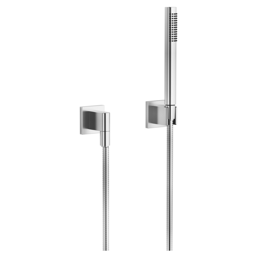 Garniture de douche  DORNBRACHT
avec rosaces individuelles 60 x 60 mm
douche à main Compact Rain
débit 15 (L/min)
avec système anti-calcaire
tuyau de douche métallique 125 cm