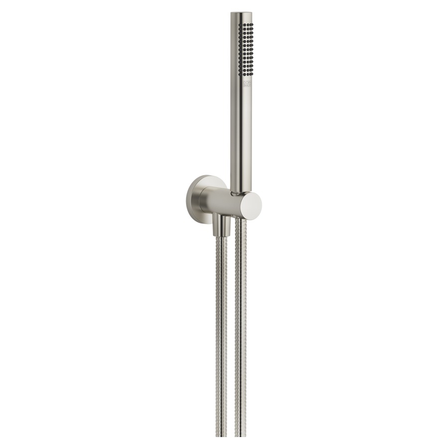 Garniture de douche  DORNBRACHT
rosace D 60 mm
avec support de douche intégré
douche à main Compact Rain
débit 15 (L/min)
avec système anti-calcaire
tuyau de douche métallique 125 cm
