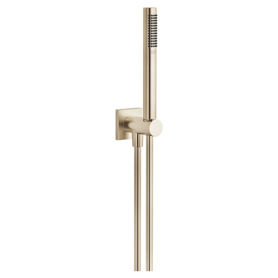 Garniture de douche  DORNBRACHT
rosace 60 x 60 mm
avec support de douche intégré
douche à main Compact Rain
débit 15 (L/min)
avec système anti-calcaire
tuyau de douche métallique 125 cm