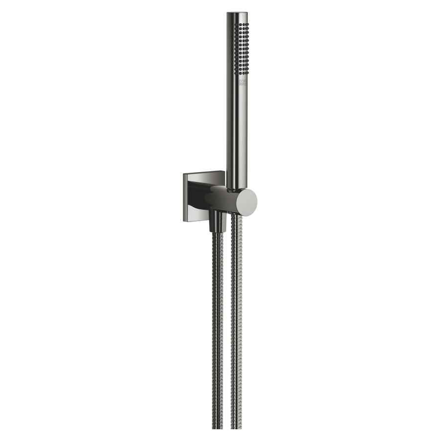 Garniture de douche  DORNBRACHT
rosace 60 x 60 mm
avec support de douche intégré
douche à main Compact Rain
débit 15 (L/min)
avec système anti-calcaire
tuyau de douche métallique 125 cm