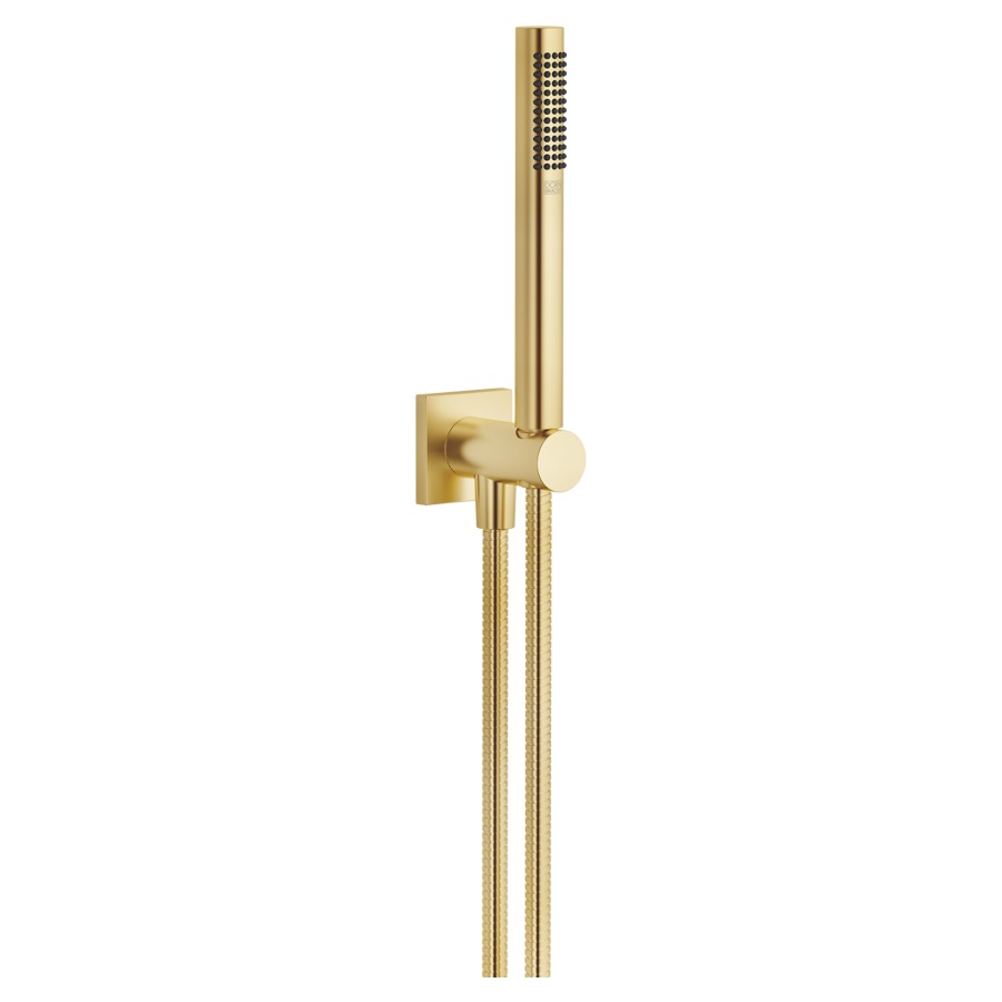 Garniture de douche  DORNBRACHT
rosace 60 x 60 mm
avec support de douche intégré
douche à main Compact Rain
débit 15 (L/min)
avec système anti-calcaire
tuyau de douche métallique 125 cm