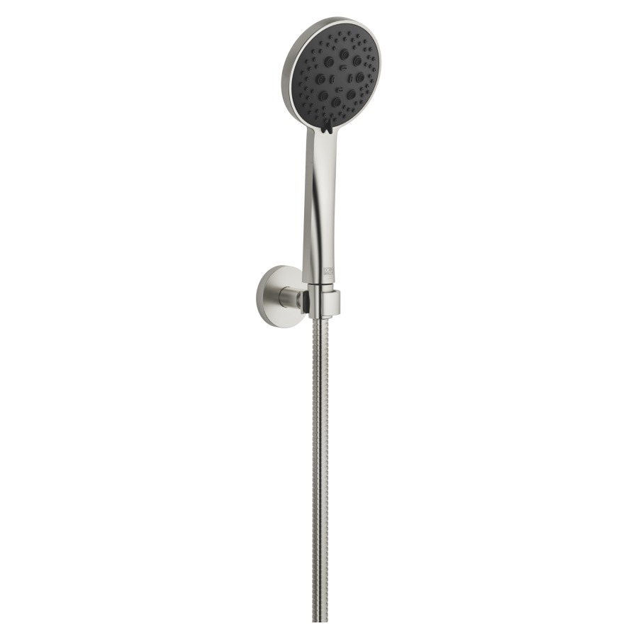 Garniture de douche  DORNBRACHT
rosace D 55 mm
douche à main Purify Rain,Compact Soft Flow
Compact Aquapressure Flow
débit 15 (L/min), avec système anti-calcaire
tuyau de douche métallique 125 cm
