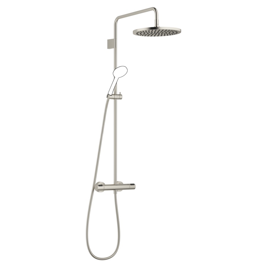 Système de douche DORNBRACHT
114.6 cm
thermostat avec régulateur 
de débit et fonction d’arrêt
2&nbsp;raccordements, avec fonction FlowReduce
bras de douche saillie 454 mm
pomme de douche D 30 cm, Pure Rain
avec système anti-calcaire
débit 14 (L/min), sans douche à main
tuyau de douche 175 cm
