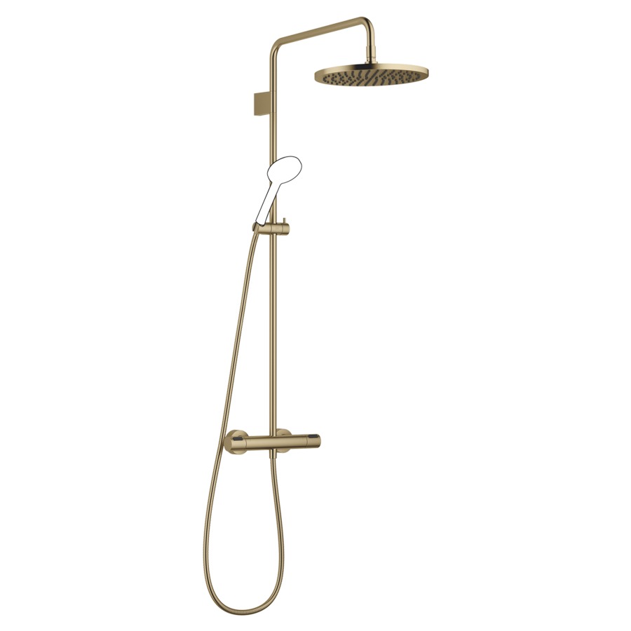 Système de douche DORNBRACHT
114.6 cm
thermostat avec régulateur 
de débit et fonction d’arrêt
2&nbsp;raccordements, avec fonction FlowReduce
bras de douche saillie 454 mm
pomme de douche D 30 cm, Pure Rain
avec système anti-calcaire
débit 14 (L/min), sans douche à main
tuyau de douche 175 cm