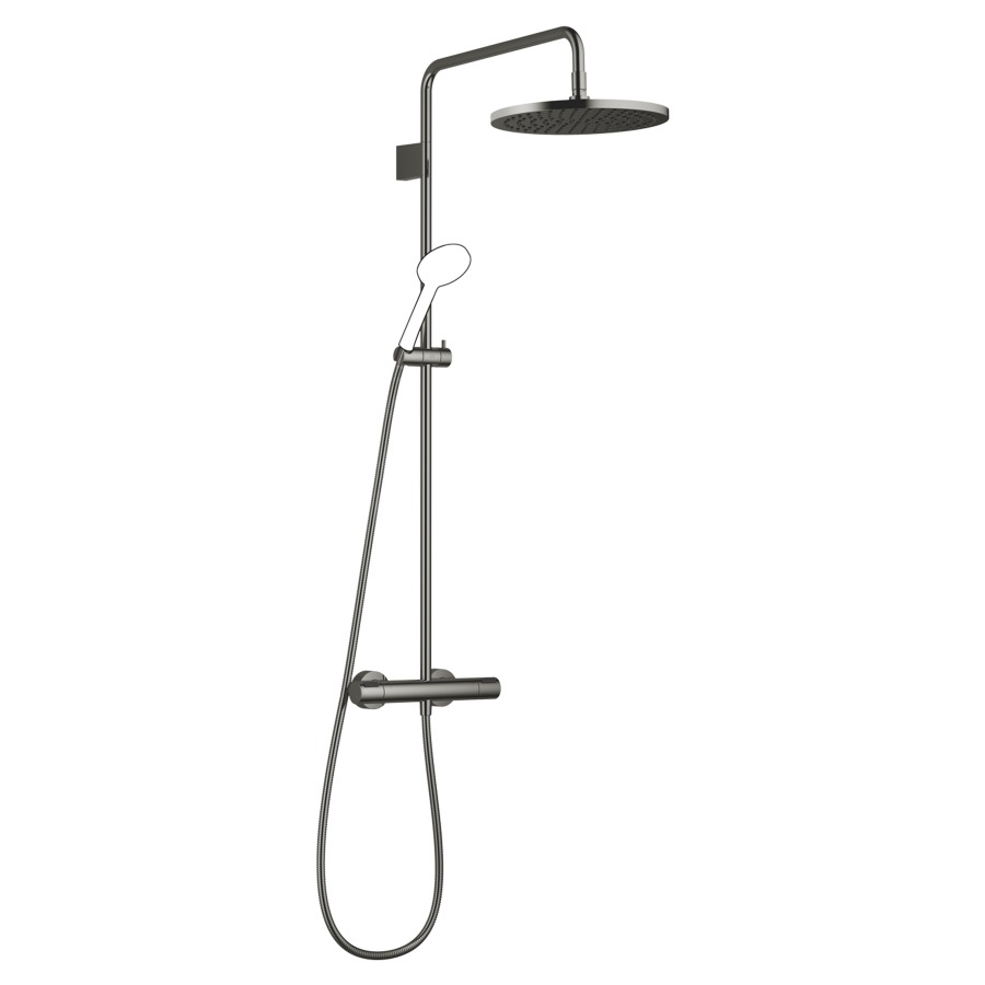 Système de douche DORNBRACHT
114.6 cm
thermostat avec régulateur 
de débit et fonction d’arrêt
2&nbsp;raccordements, avec fonction FlowReduce
bras de douche saillie 454 mm
pomme de douche D 30 cm, Pure Rain
avec système anti-calcaire
débit 14 (L/min), sans douche à main
tuyau de douche 175 cm