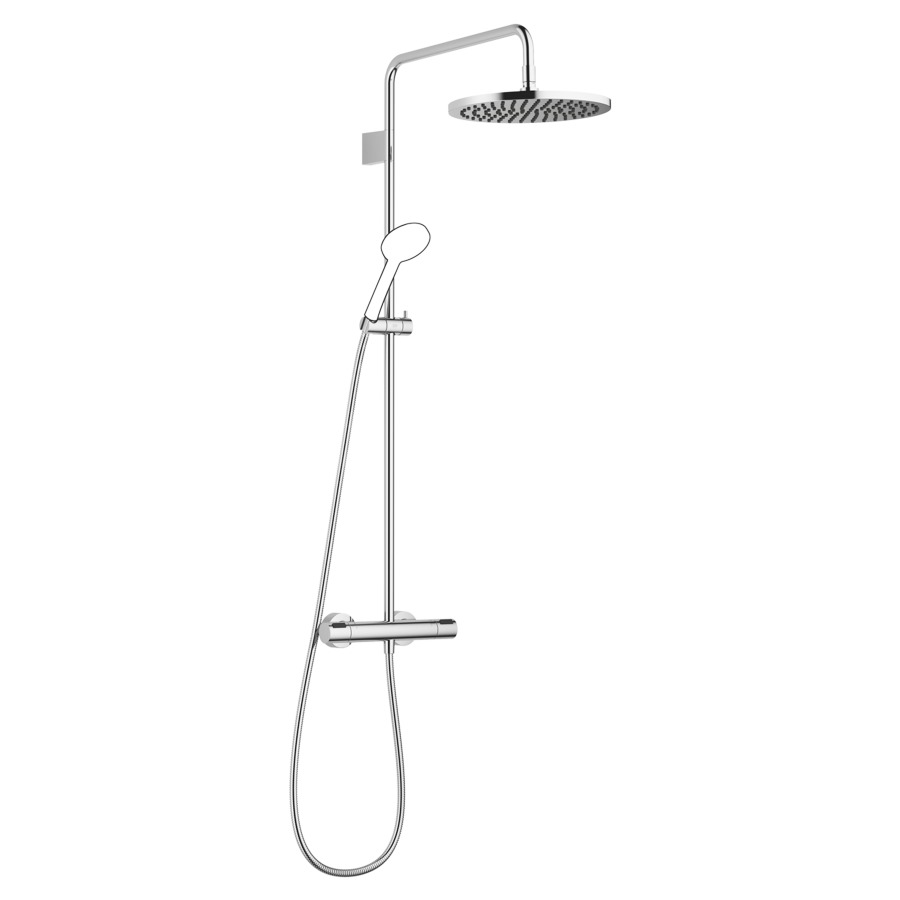 Système de douche DORNBRACHT
114.6 cm
thermostat avec régulateur 
de débit et fonction d’arrêt
2&nbsp;raccordements, avec fonction FlowReduce
bras de douche saillie 454 mm
pomme de douche D 30 cm, Pure Rain
avec système anti-calcaire
débit 14 (L/min), sans douche à main
tuyau de douche 175 cm