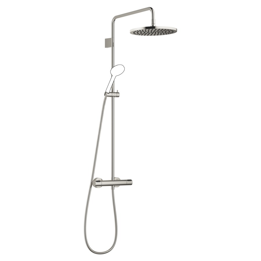 Système de douche DORNBRACHT
114.6 cm
thermostat avec régulateur 
de débit et fonction d’arrêt
2&nbsp;raccordements, avec fonction FlowReduce
bras de douche saillie 454 mm
pomme de douche D 30 cm, Pure Rain
avec système anti-calcaire
débit 14 (L/min), sans douche à main
tuyau de douche 175 cm