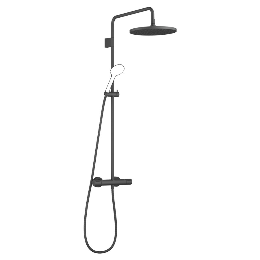 Système de douche DORNBRACHT
114.6 cm
thermostat avec régulateur 
de débit et fonction d’arrêt
2&nbsp;raccordements, avec fonction FlowReduce
bras de douche saillie 454 mm
pomme de douche D 30 cm, Pure Rain
avec système anti-calcaire
débit 14 (L/min), sans douche à main
tuyau de douche 175 cm