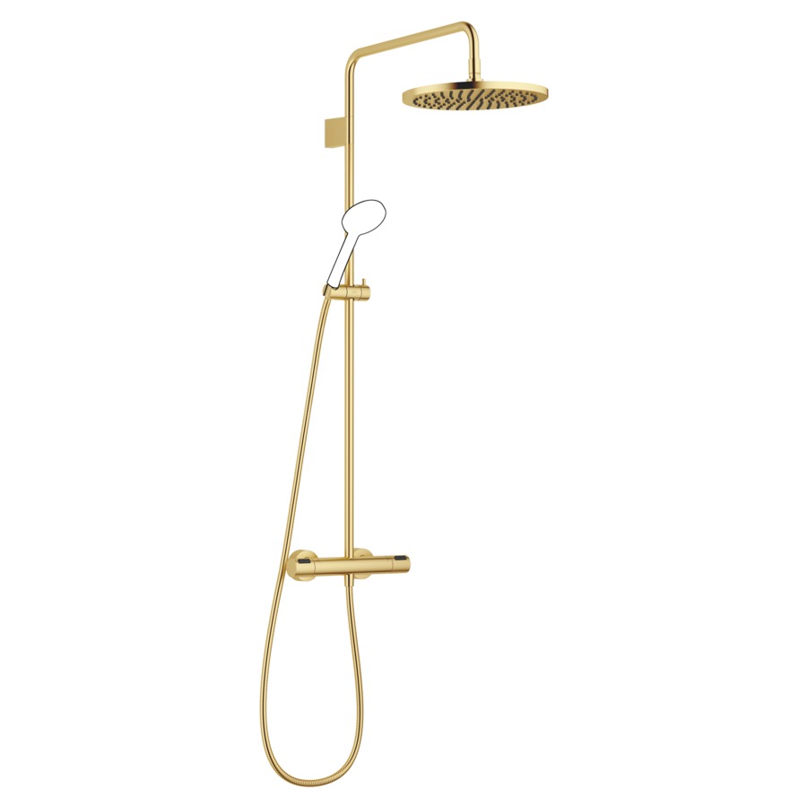 Système de douche DORNBRACHT
114.6 cm
thermostat avec régulateur 
de débit et fonction d’arrêt
2&nbsp;raccordements, avec fonction FlowReduce
bras de douche saillie 454 mm
pomme de douche D 30 cm, Pure Rain
avec système anti-calcaire
débit 14 (L/min), sans douche à main
tuyau de douche 175 cm